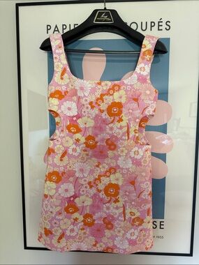 Maje Pink and Orange Floral Mini Dress